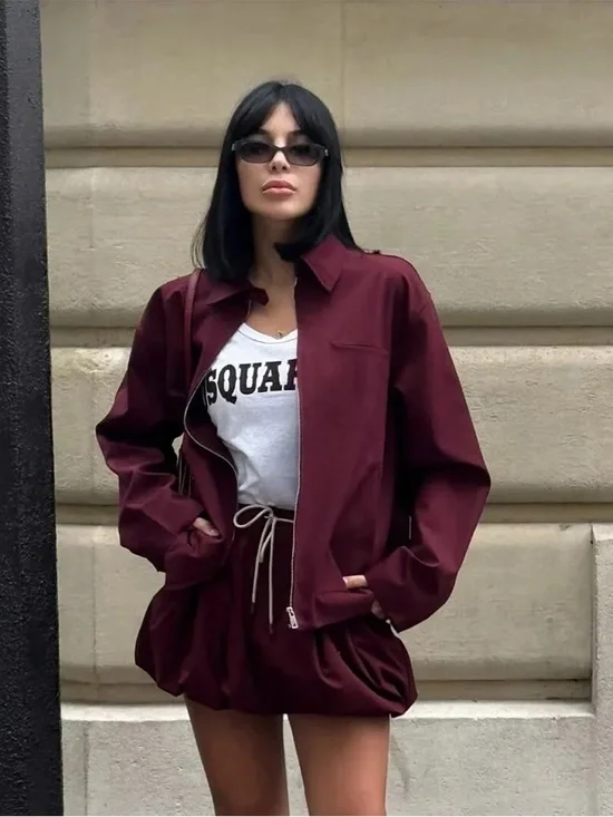 Bubble micro mini skirt set with oversized canvas jacket - Picture 1 of 3